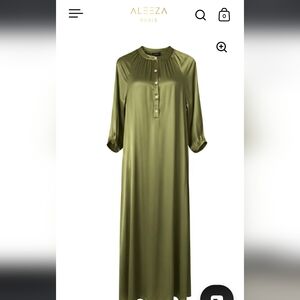 AllSaints Olive Green Button-Front Maxi Dress